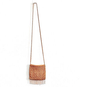 INGE CHRISTOPHER Bronze Gold Beaded Fringe Evening Crossbody Bag Purse Vintage